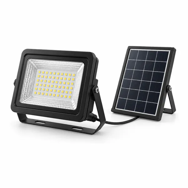 Reflector LED solar con su panel, imagen genérica de referencia